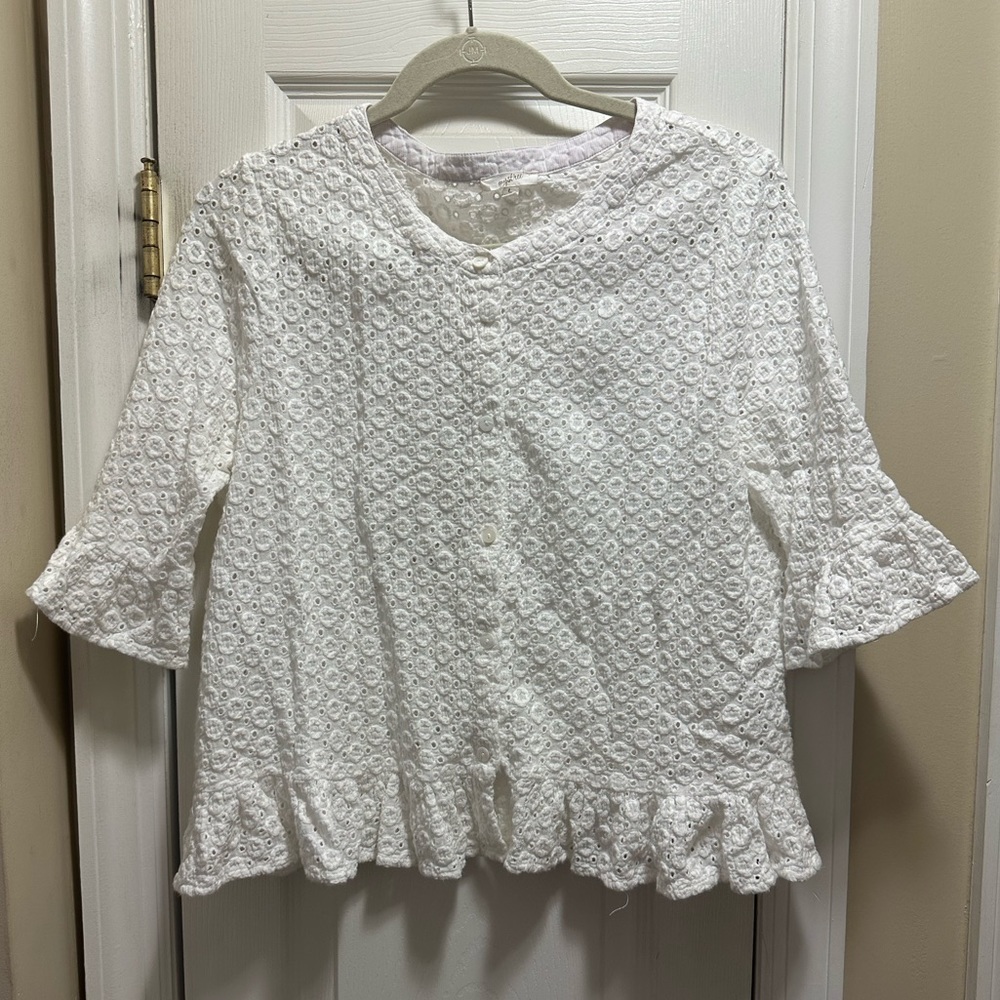 Mystee Broderie Ruffle Hem Top L